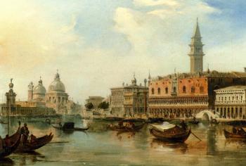 愛德華 普利切特 The bacino Venice With The Dogana The salute And The Doges Palace